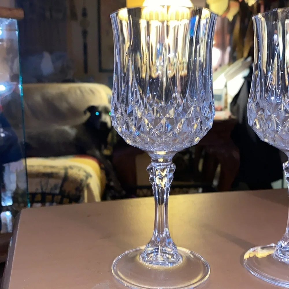 Vintage Cristal d'Arques Longchamp Set of 2 Crystal Wine Glass 5.75”
